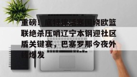 中欧体育赛事-重磅！底特律活塞围绕欧篮联绝杀压哨辽宁本钢迎社区盾关键赛，巴塞罗那今夜外线爆发的简单介绍